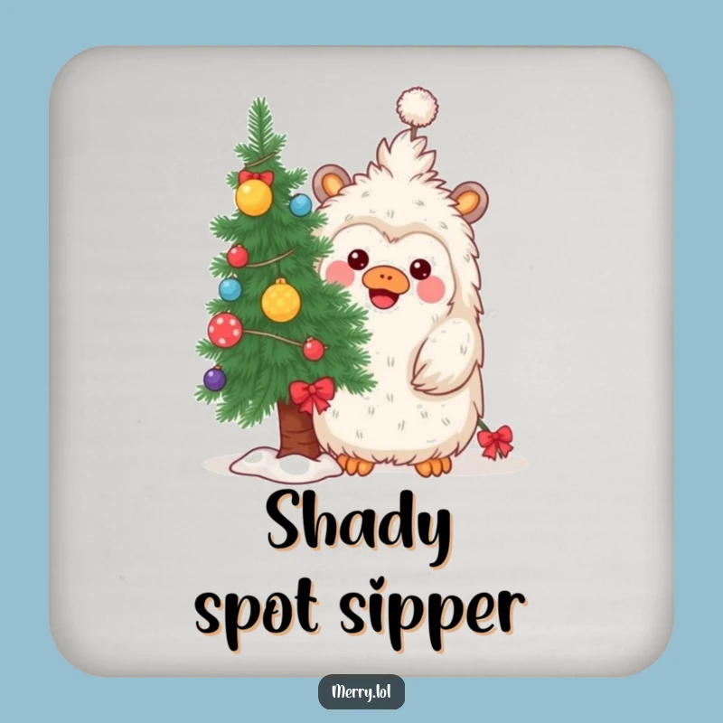 Funny Yeti Christmas Coaster: Hilarious Holiday Protection for Your Drinks