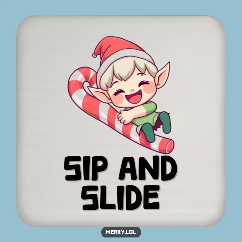 Funny Elf Candy Cane Coaster: Protect Surfaces with Sweetness, A Hilarious Funny Gift for Hosts
