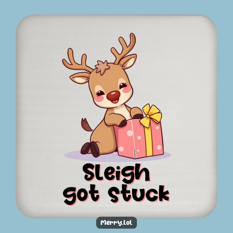 Funny Reindeer Coaster Set: Sparkly Antlers, Holiday Protection, Hilarious Funny Gift!