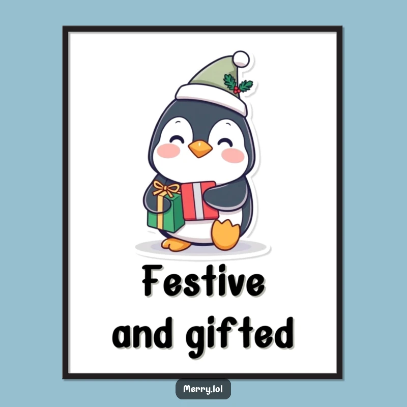 Funny Penguin Gift Poster: Whimsical Holiday Art, A Hilarious Funny Gift for Any Festive Room
