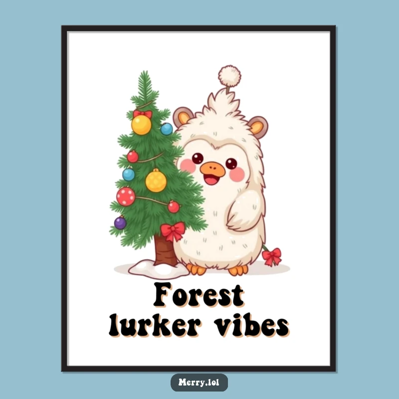 Funny Yeti Christmas Poster: Hilarious Holiday Wall Art with Festive Charm