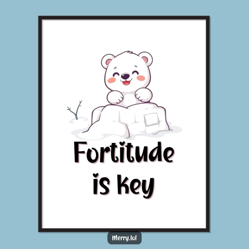 Funny Polar Bear Snow Fort Poster: Bring Winter Cheer to Your Walls!