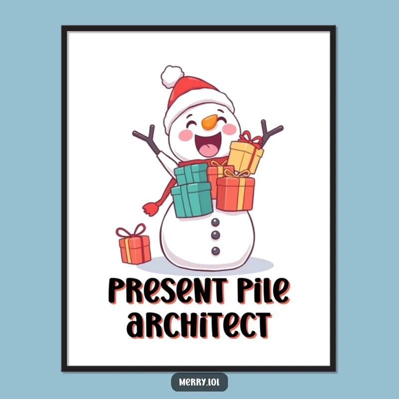 Funny Snowman Gift Stacker Poster: Hilarious Holiday Wall Art