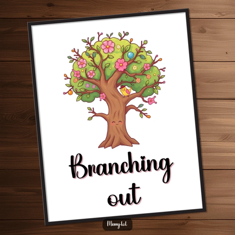 Funny Decorated Tree Poster, a festive character whose branches wiggle, bringing holiday cheer to any room.