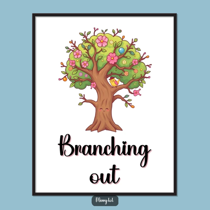 Funny Tree Wiggle Poster, Animated Holiday Character Art, Whimsical Gift