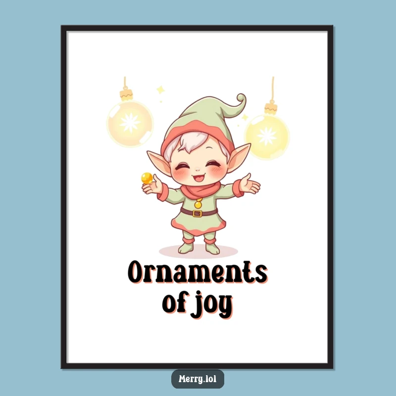 Funny Elf Poster - Whimsical Giggling Juggler Holiday Wall Art