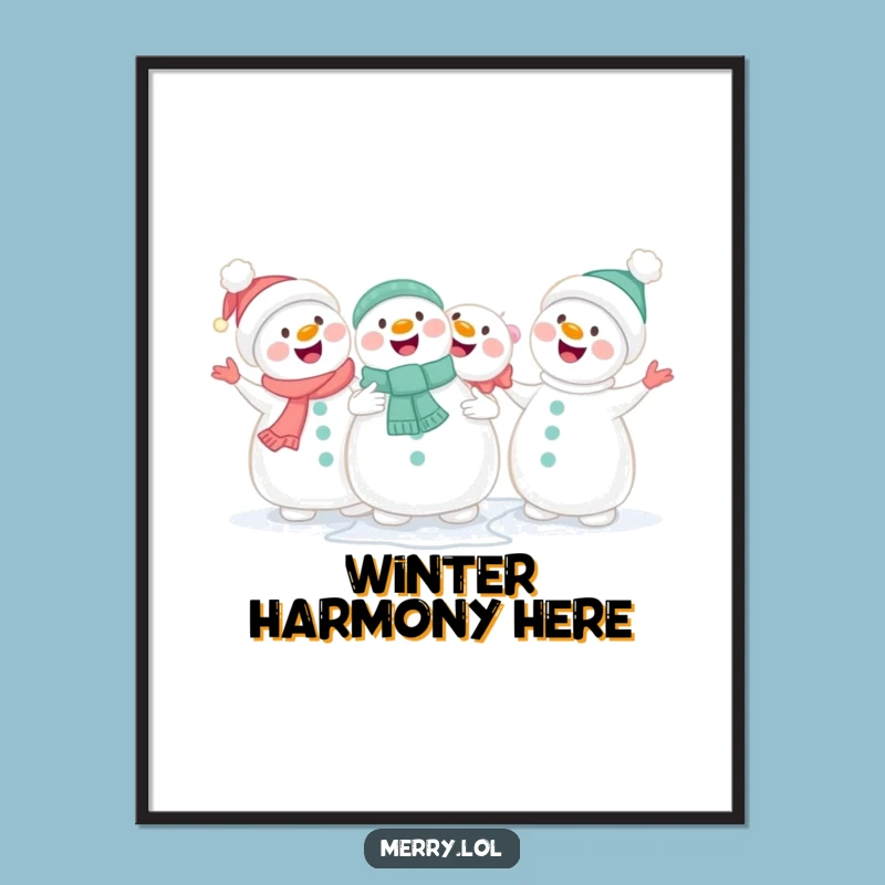 Funny Snowman Singing Poster: Joyful Winter Wall Art Gift