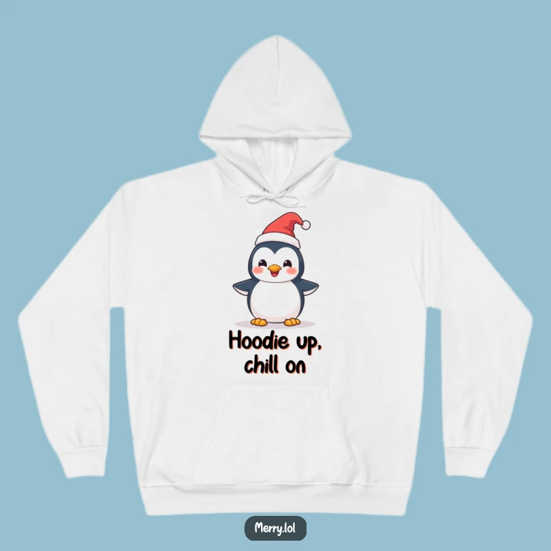 Funny Penguin Santa Hat Hoodie: Cozy Up with This Delighted Christmas Penguin