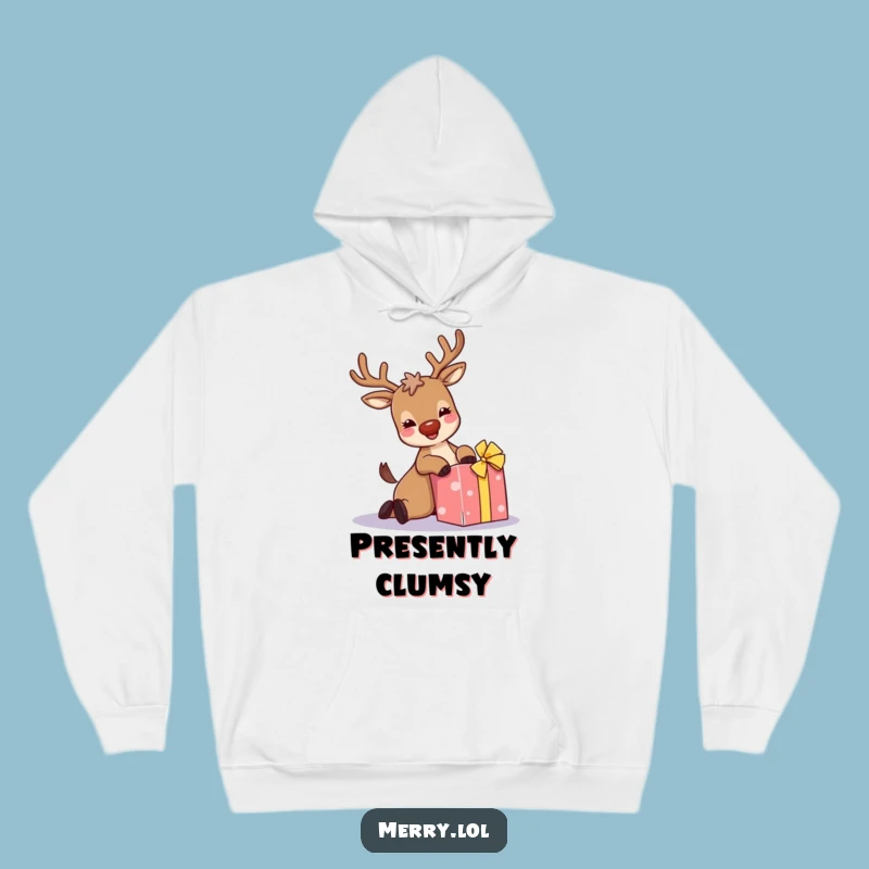 Funny Reindeer Holiday Hoodie: Sparkly Antlers, Tripping Fun, The Ultimate Funny Gift!