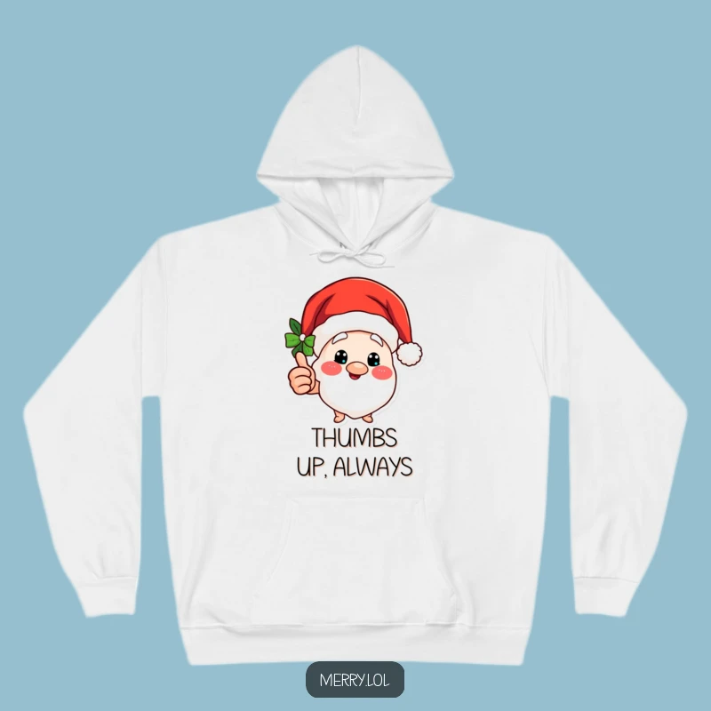 Funny Santa Hat Hoodie: Cozy Holiday Cheer and Thumbs Up Warmth
