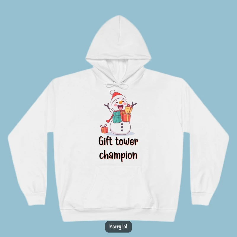 Funny Snowman Gift Stacker Hoodie: Cozy Christmas Humor for Cold Days