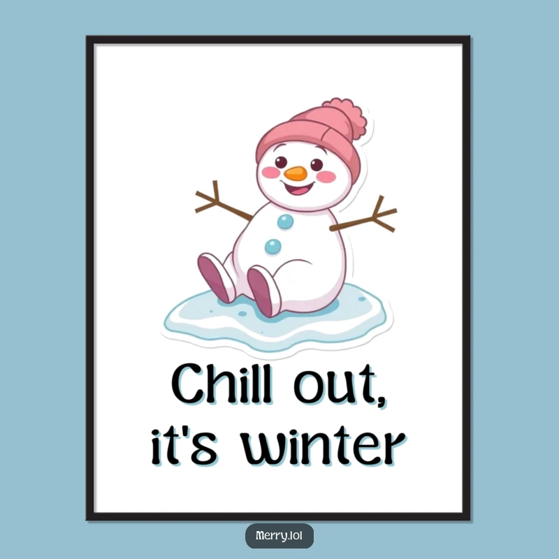Free Printable Snowman Wall Art: Slipping Grin, Winter Whimsy Decor Downloadable