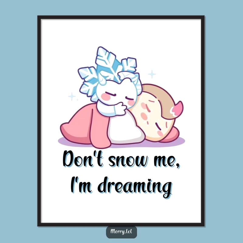 Free Printable Wall Art: Mischievous Snowflake Tickling Funny Downloadable Decor