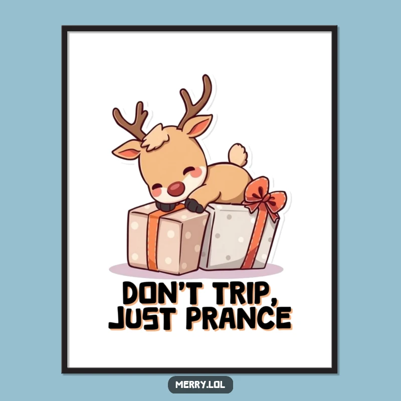Free Printable Reindeer Wall Art: Tripping Gift, Whimsical Holiday Decor Downloadable