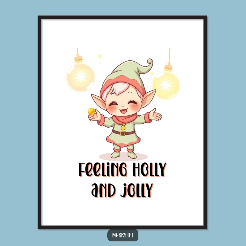 Free Printable Elf Wall Art: Funny Juggling Ornaments Downloadable Decor