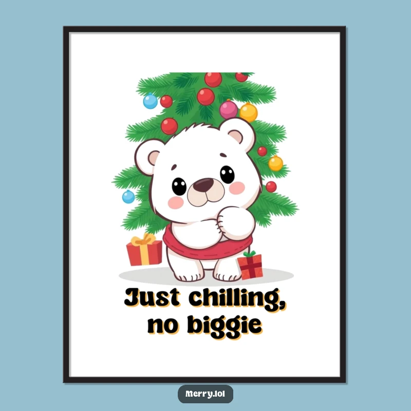 Free Printable Polar Bear Wall Art: Funny Peeking Bear Downloadable Decor