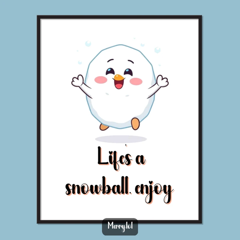 Free Printable Wall Art: Cheerful Snowball Bounce Funny Downloadable Decor