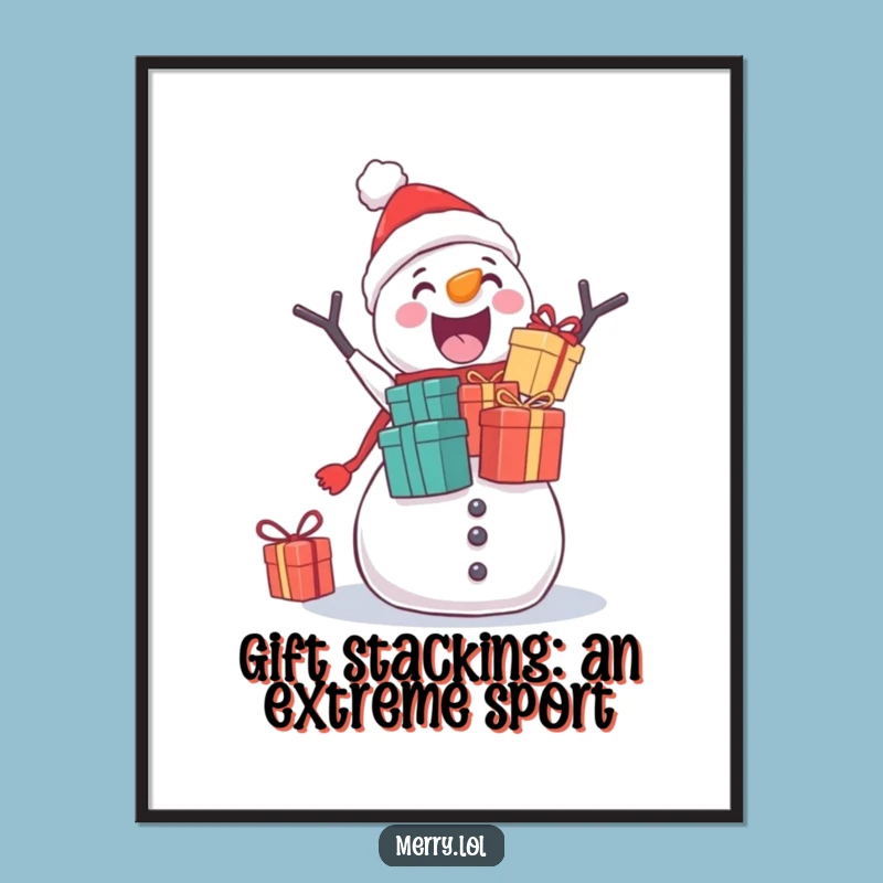 Free Printable Wall Art: Funny Snowman Stacking Gifts, Hilarious Downloadable Decor Gift!