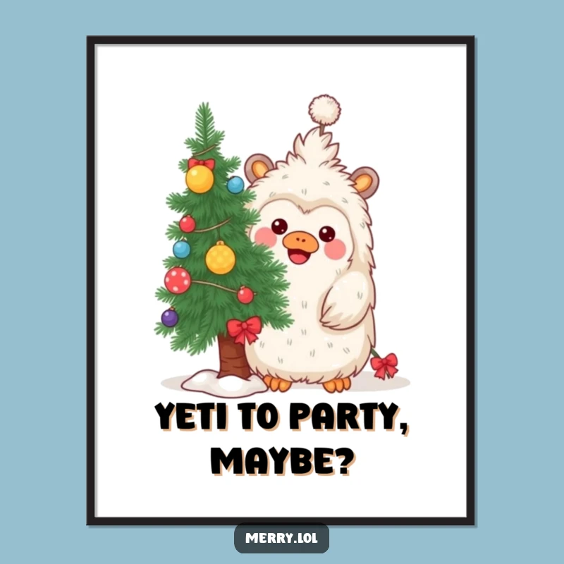 Free Printable Wall Art: Playful Yeti Hiding, Humorous Downloadable Decor!