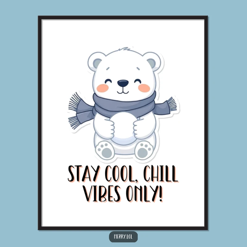 Funny Free Printable Wall Art: Happy Polar Bear - Cozy Winter Downloadable Decor!