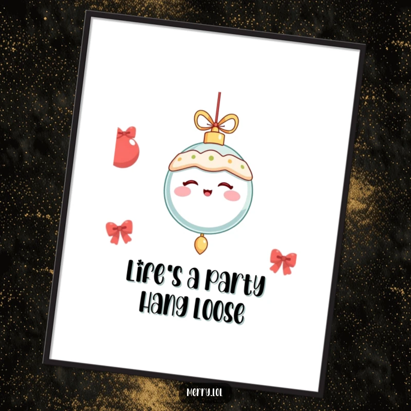 Free Printable Wall Art: A festive ornament winks merrily while dangling, adding festive charm.