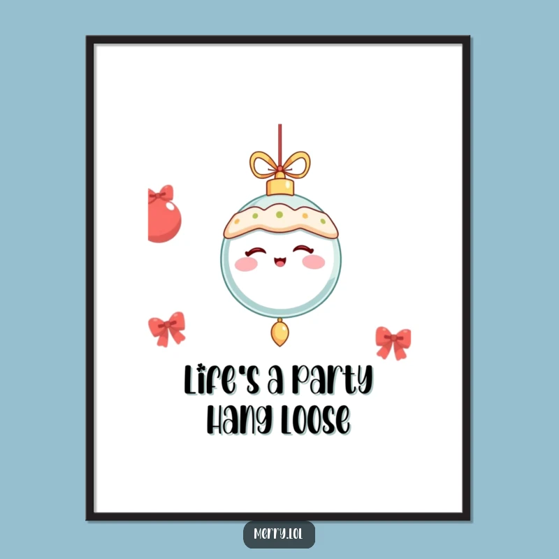 Free Printable Ornament Wall Art: Winking Ornament Downloadable Decor for Festive Spaces!