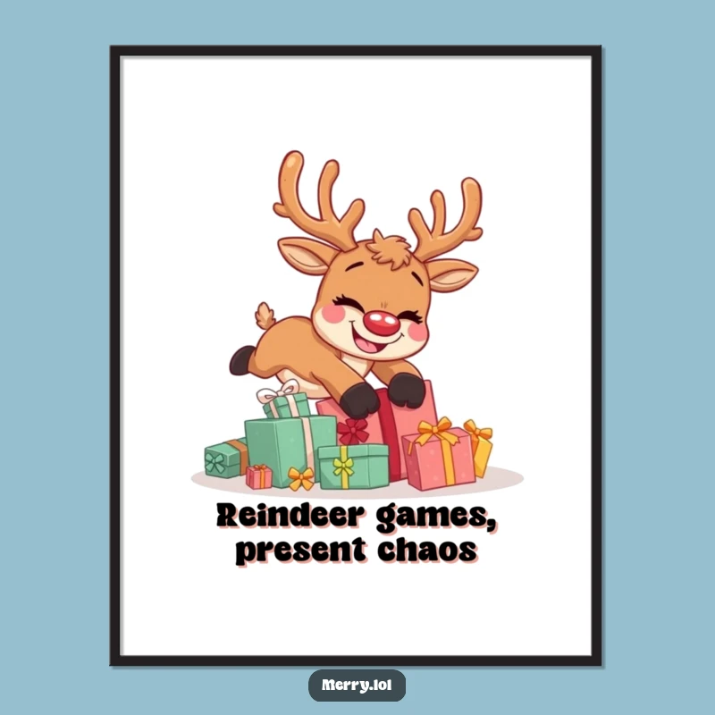 Funny Free Printable Wall Art: Goofy Reindeer Tripping, Hilarious Downloadable Home Decor!