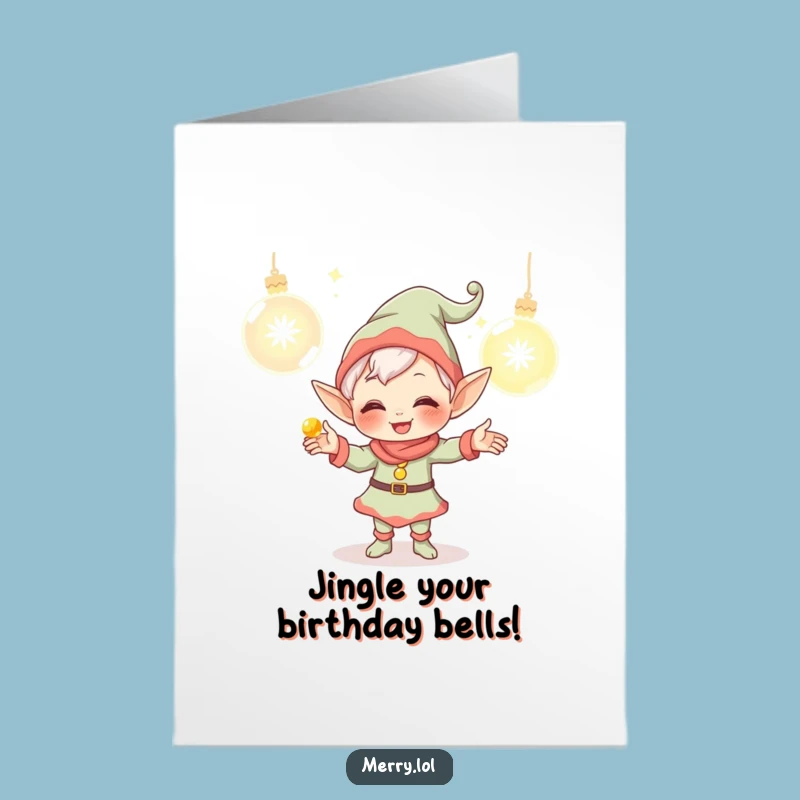 Free Printable Elf Birthday Card: Funny Juggling Ornaments Downloadable Gift