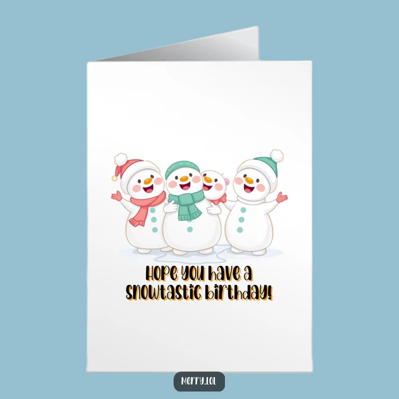 Free Printable Snowman Birthday Card: Singing Snowmen Deliver Birthday Cheer!