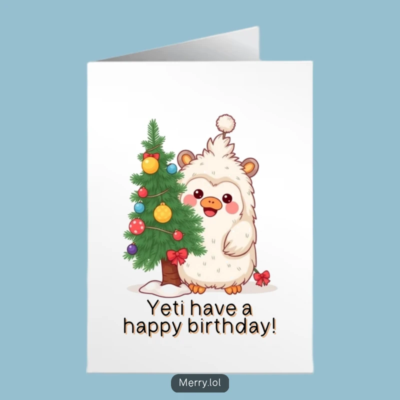 Free Printable Birthday Card: Playful Yeti Hiding, Funny Downloadable Surprise Gift!