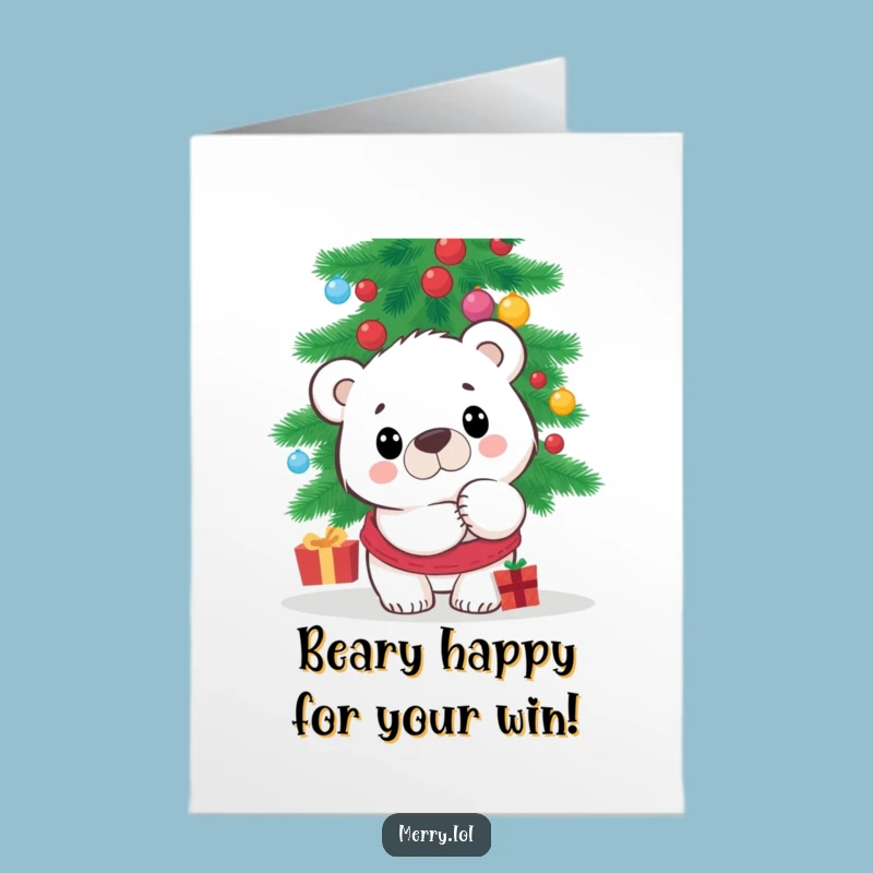 Free Printable Polar Bear Congrats Card: Funny Peeking Bear Downloadable Gift