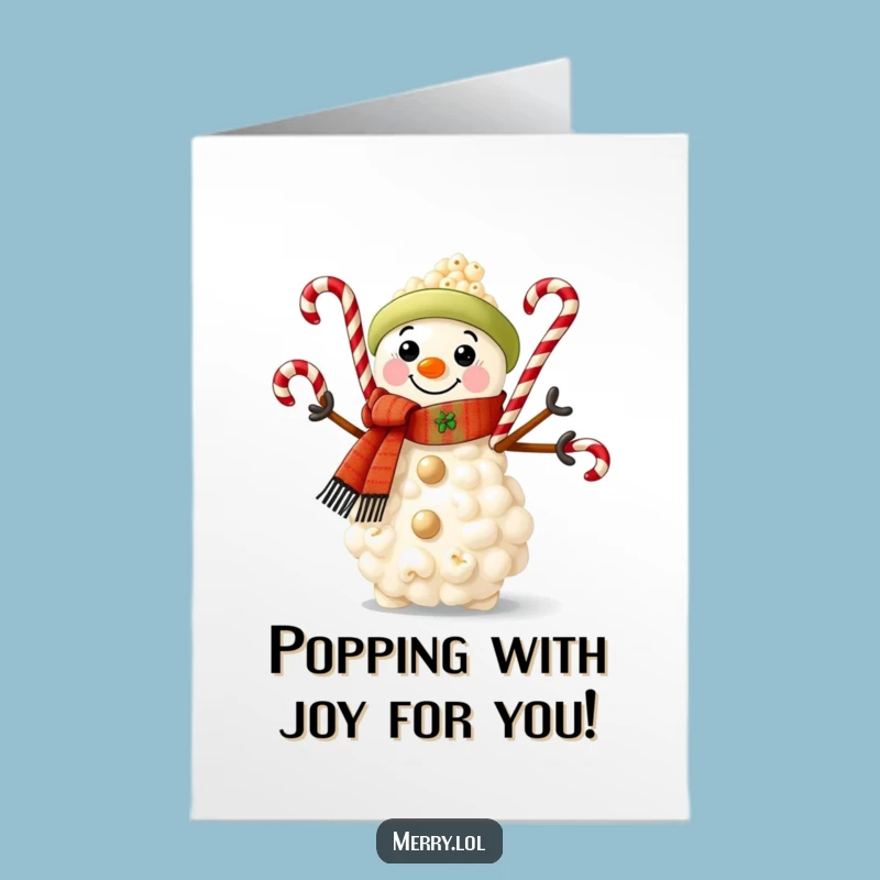 Free Printable Congrats Card: Whimsical Popcorn Snowman, Candy Cane Juggler Downloadable Gift!