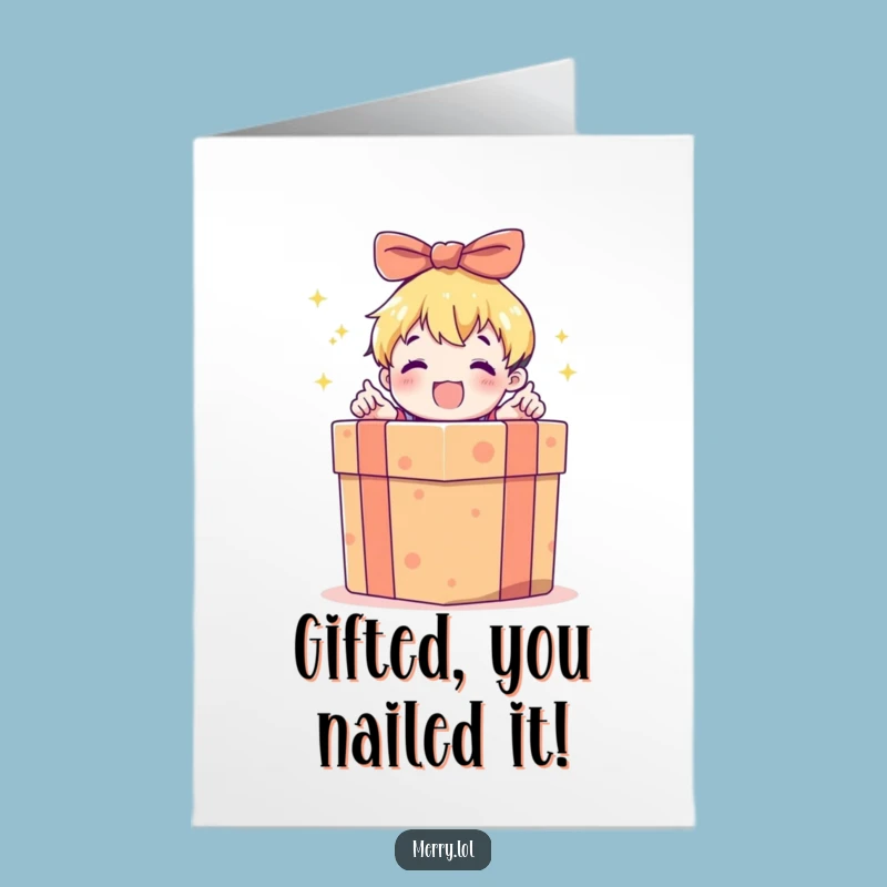 Free Printable Gift Box Congrats Card: Excited Child Downloadable Celebration
