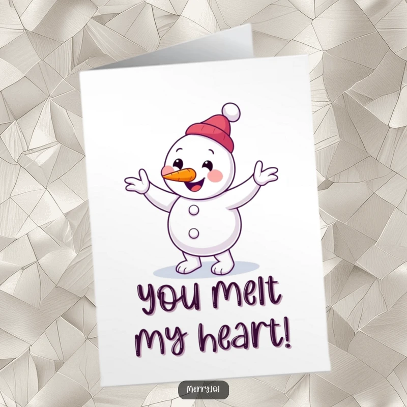 Free Printable Congratulations Card: Cheery Snowman Character Performing a Clumsy Jig, Celebrating Happily with a Carrot Nose