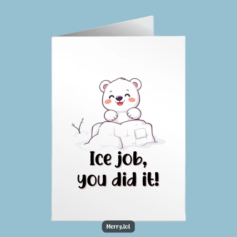 Free Printable Polar Bear Congrats Card: Snow Fort Victory Downloadable