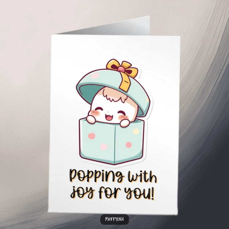 Funny Free Printable Congratulations Card: A happy present character popping its lid open to celebrate your win.