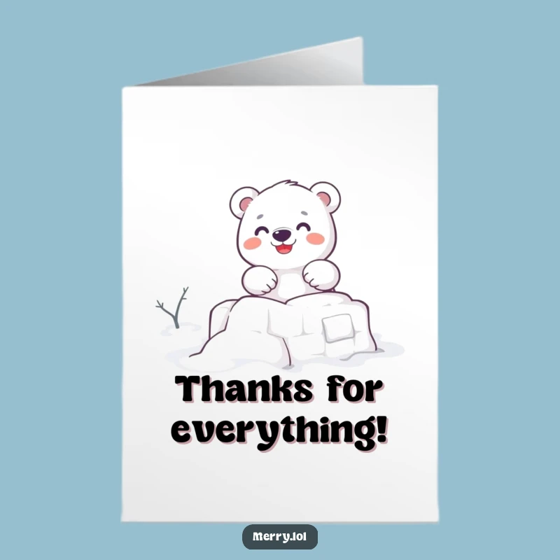 Free Printable Polar Bear Thank You Card: Snow Fort Gratitude Download