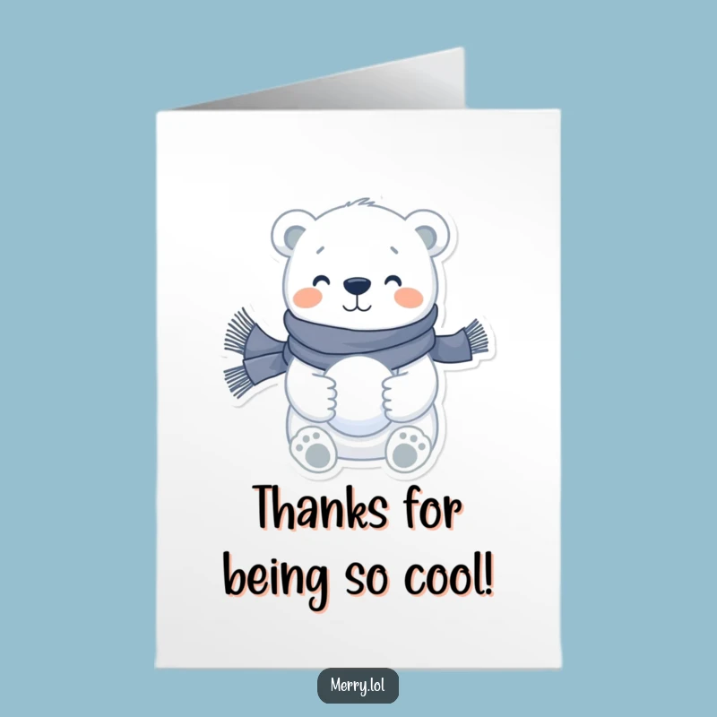 Free Printable Thank You Card: Happy Polar Bear - Funny Thanks Downloadable!