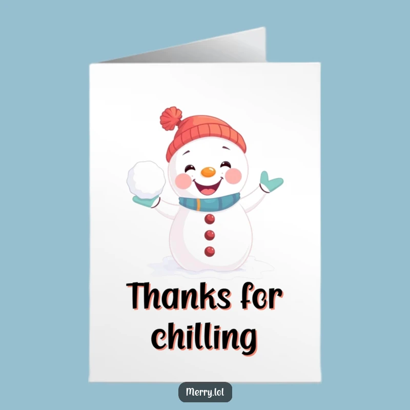 Free Printable Thank You Card: Snowman Thanks - Funny Downloadable Gift