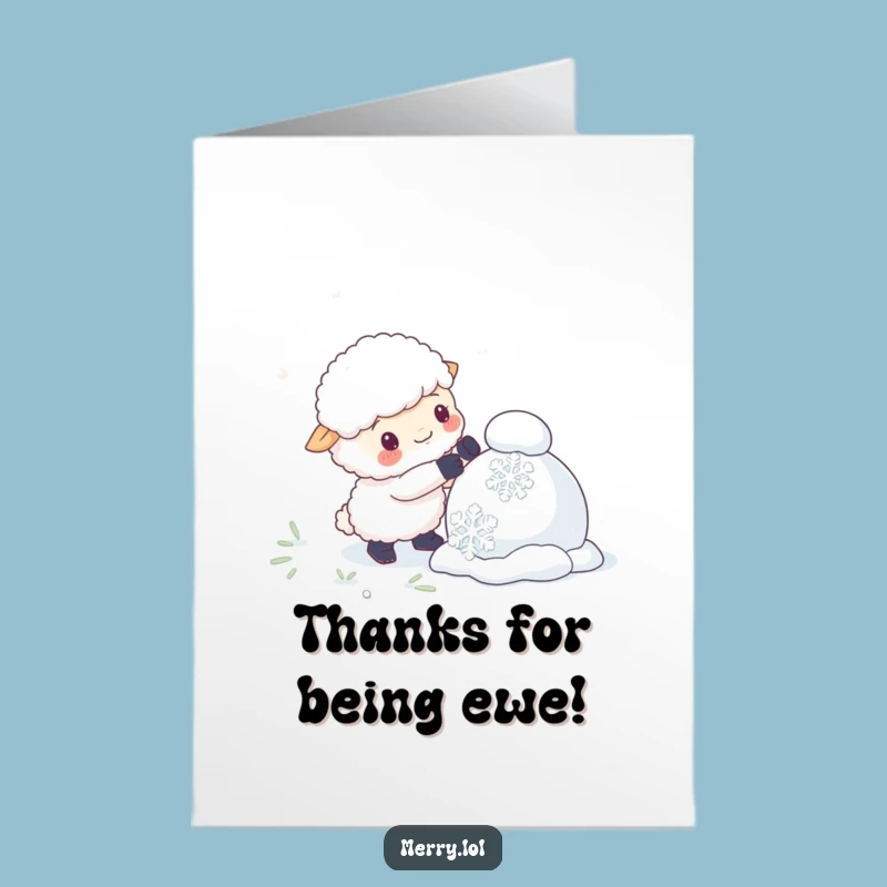 Funny Free Printable Sheep Thank You Card: Snowman Builder Downloadable for Gratitude