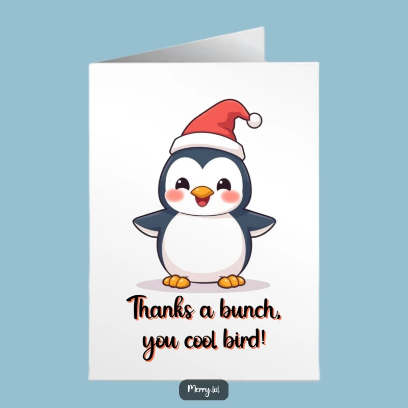 Free Printable Penguin Thank You Card: Hilarious Santa Penguin Downloadable Gratitude