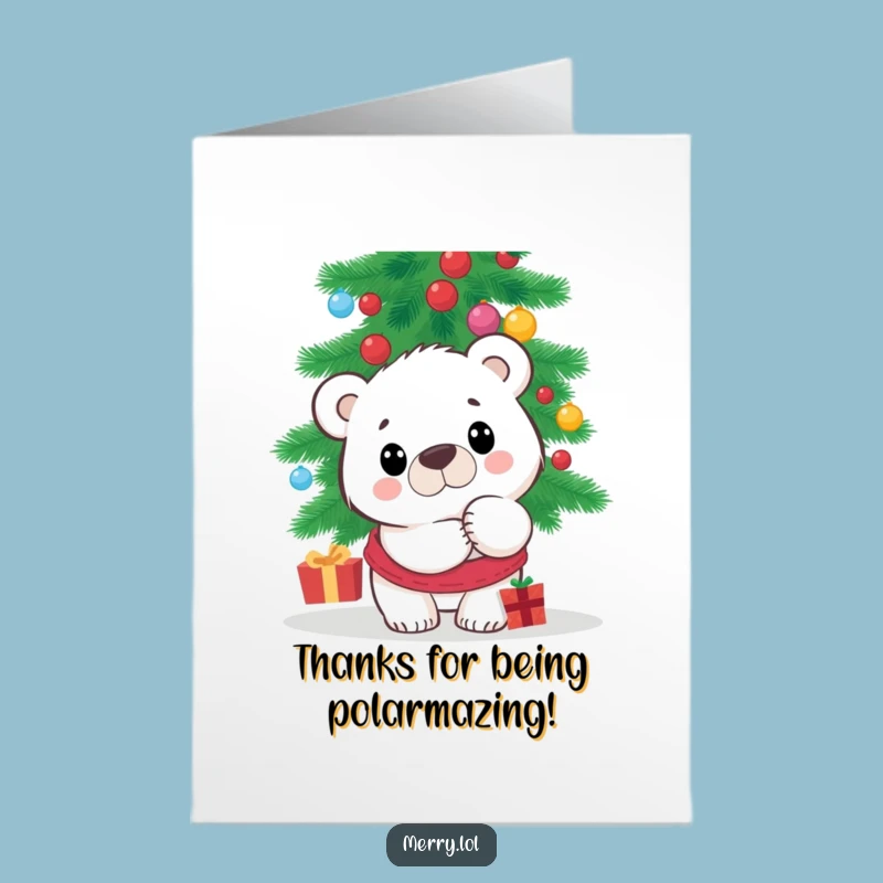 Free Printable Polar Bear Thank You Card: Funny Peeking Bear Downloadable Gift