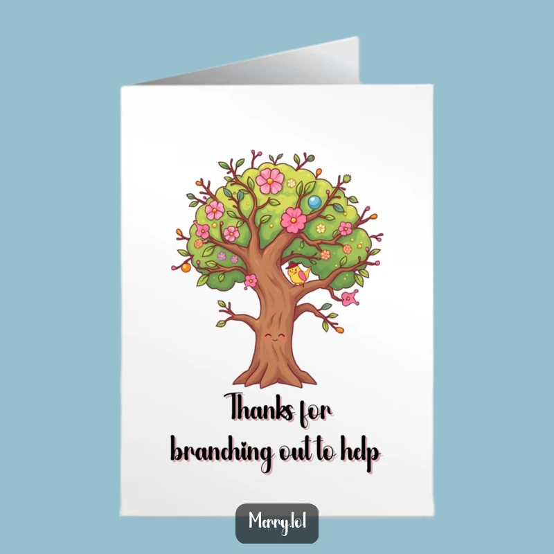 Free Printable Thank You Card: Wiggling Tree - Funny Festive Downloadable Greeting