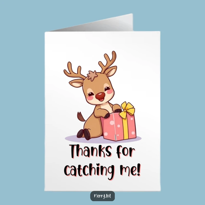 Funny Free Printable Thank You Card: Clumsy Reindeer, Downloadable Gratitude Gift