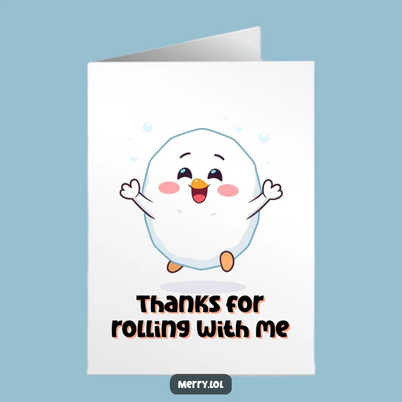 Free Printable Thank You Card: Snowball Bounce Funny Gratitude Downloadable