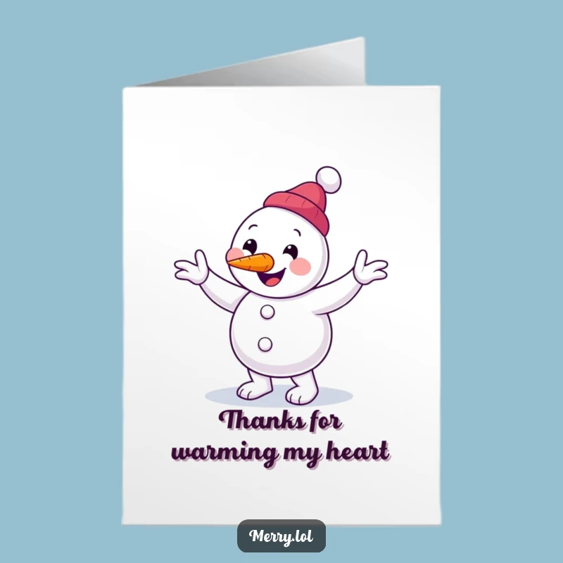 Free Printable Snowman Thank You Card - Clumsy Jig Downloadable Gratitude Gift