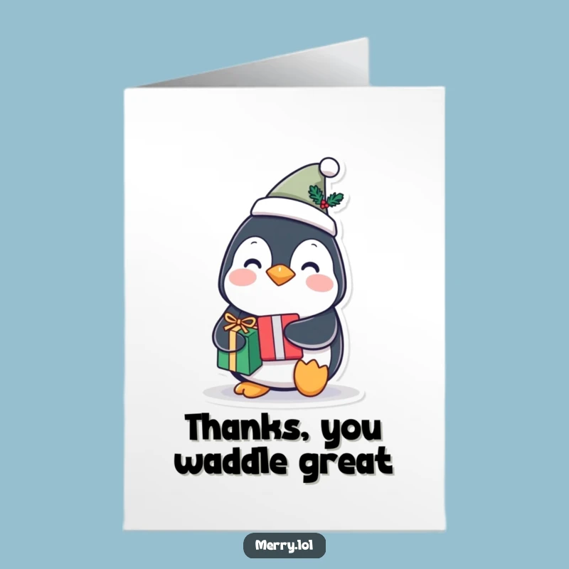 Free Printable Penguin Thank You Card - Festive Gift Holder Downloadable Gratitude