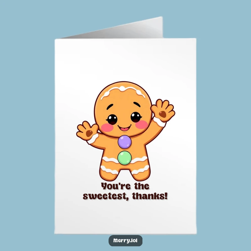 Funny Free Printable Thank You Card: Gingerbread Man Wave, Downloadable Gratitude