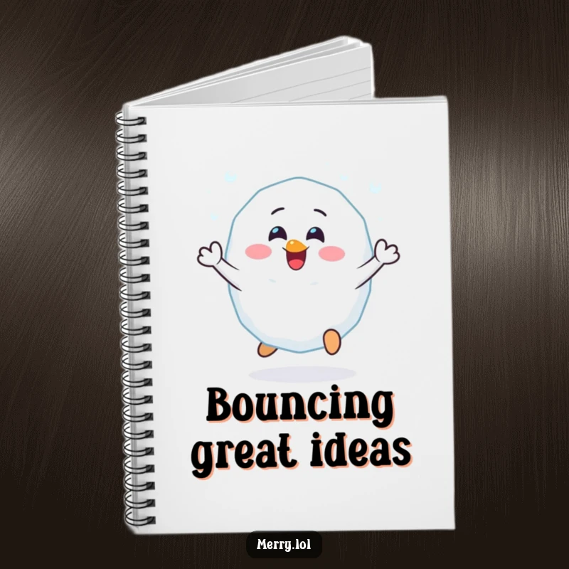 Funny Cheerful Snowball Notebook: A happy snowball character bouncing with glee. Ideal for notes, journaling, and winter plans. Stationery.