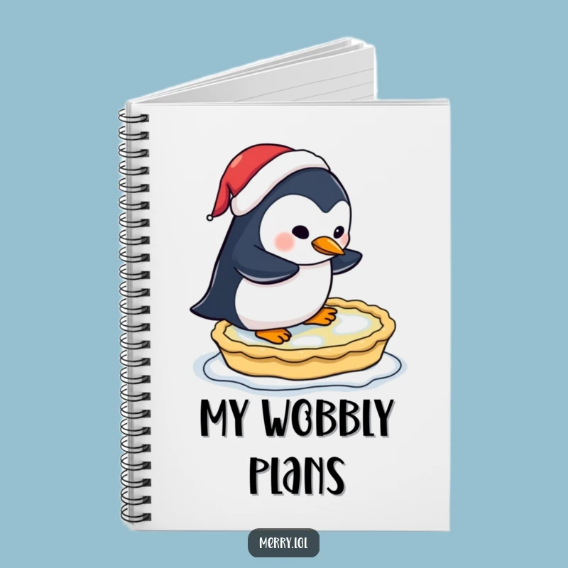 Funny Penguin Pie Skating Notebook - Santa Hat Journal